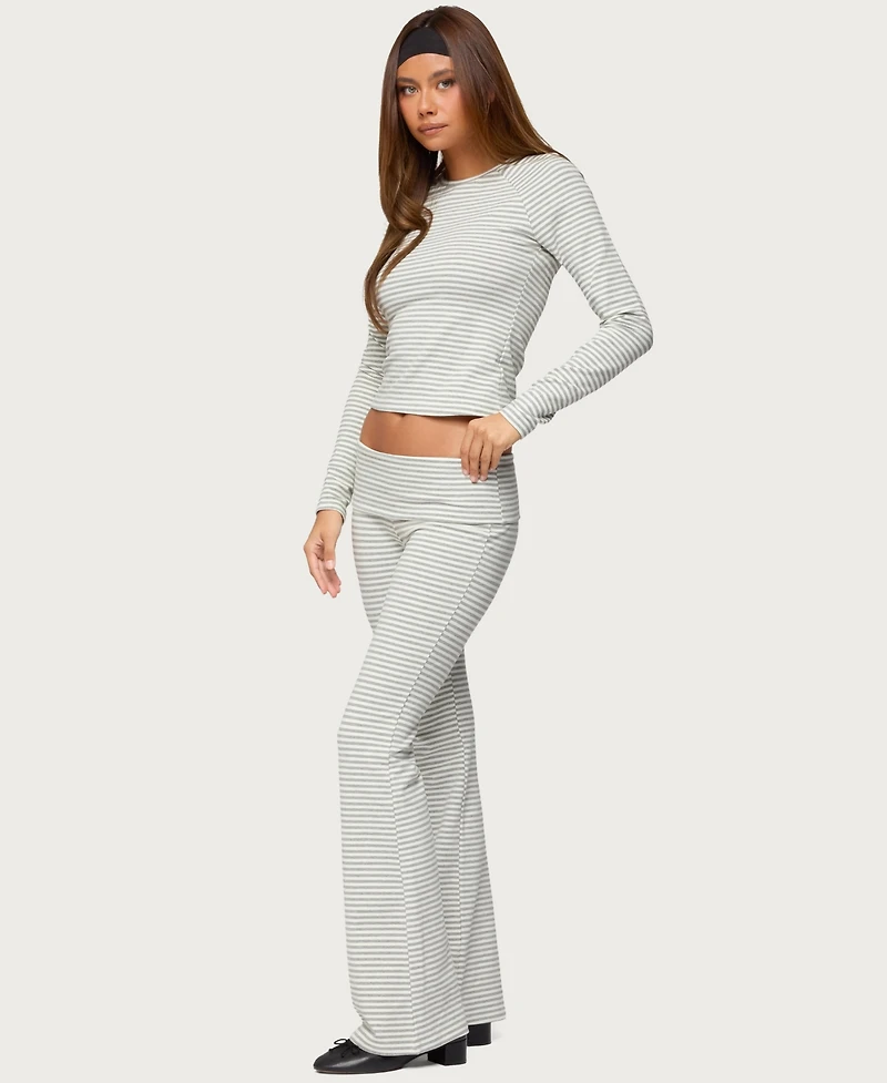 Edikted Womens Kaeli Stripey Flared Leggings