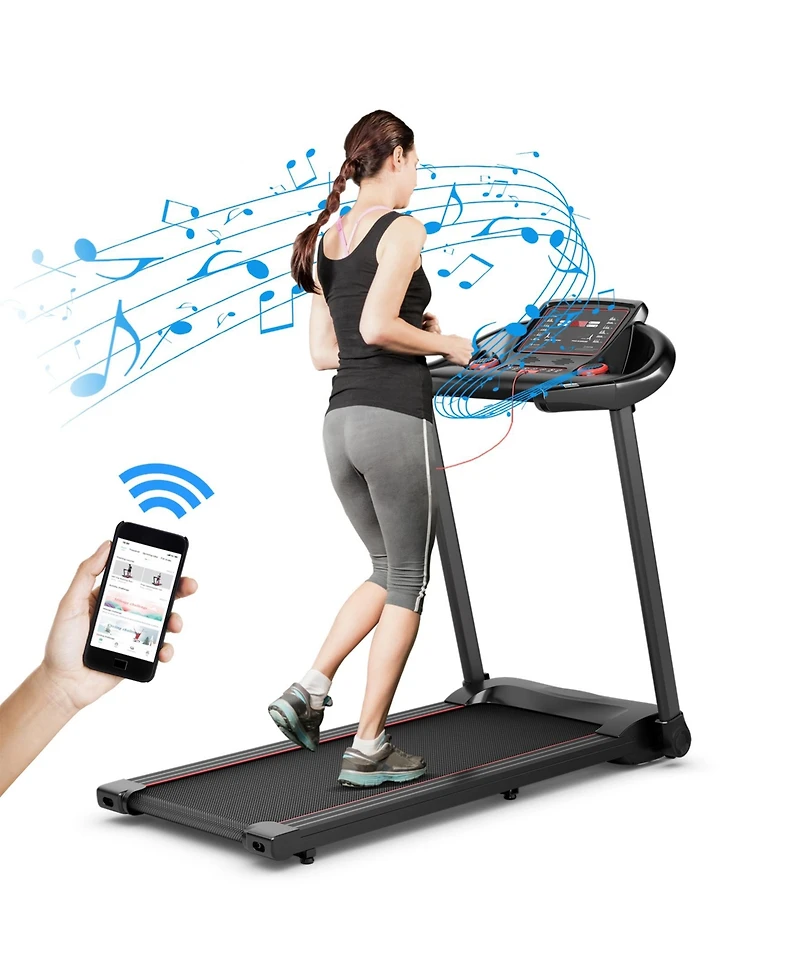Sugift 2.25HP Electric Running Machine Treadmill with Speaker and App Control-Red