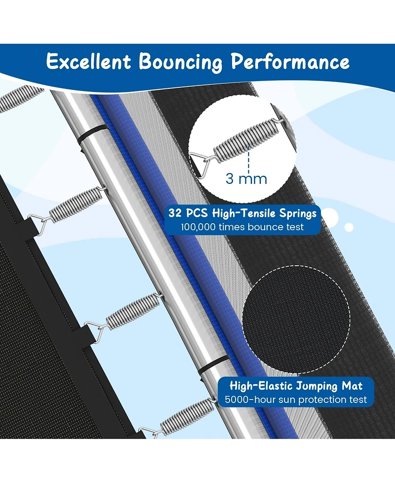 Sugift 6 Ft Kids Trampoline with Swing and Horizontal Bar Small Rectangle Trampoline