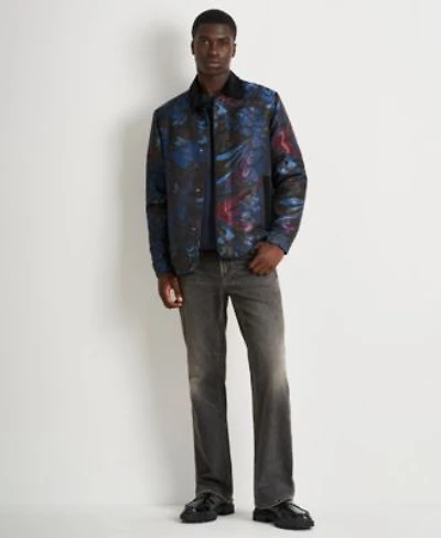 Scotch Soda Mens Printed Long Sleeve Jacket Paired With Straight Leg Slim Fit Jeans