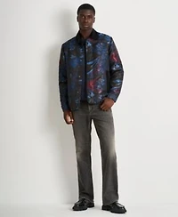 Scotch Soda Mens Printed Long Sleeve Jacket Paired With Straight Leg Slim Fit Jeans