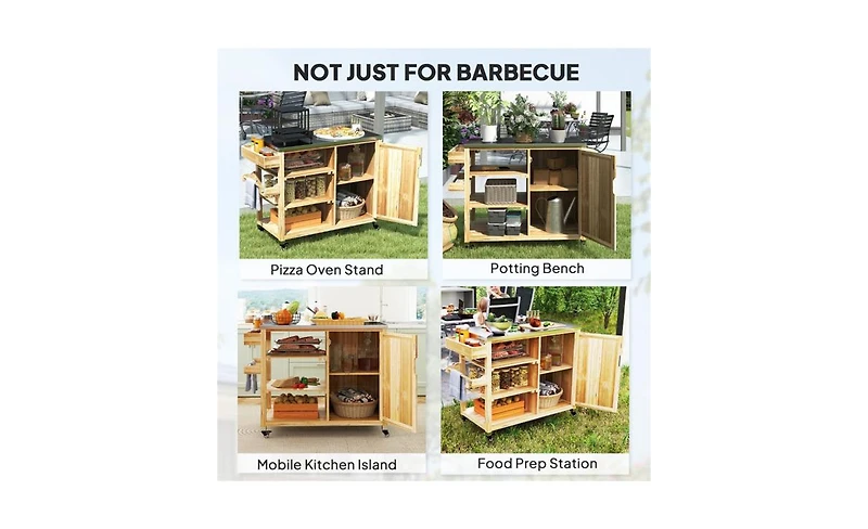 Mobile Grill Cart with Compact Design for Outdoor Cooking and Entertaining