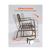 Slickblue Patio Glider Bench 50" with Metal Frame and Cast Iron Back for Outdoor Use
