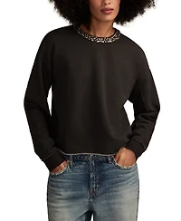 Lucky Brand Women's Jeweled Crewneck Sweatshirt