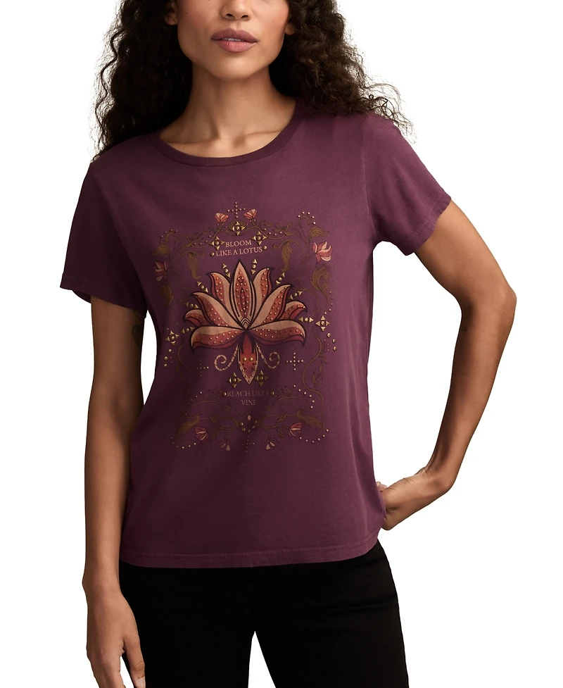 Lucky Brand Women's Bloom Like A Lotus Crewneck Top