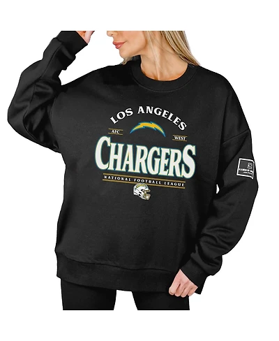 Gameday Couture Women's Black Los Angeles Chargers Oversized Players Only Label Pullover Sweatshirt