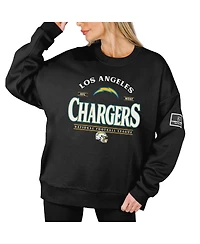 Gameday Couture Women's Black Los Angeles Chargers Oversized Players Only Label Pullover Sweatshirt