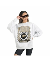Gameday Couture Women's Gray Purdue Boilermakers Premium Fleece Drop Shoulder Oversized Pullover Sweatshirt