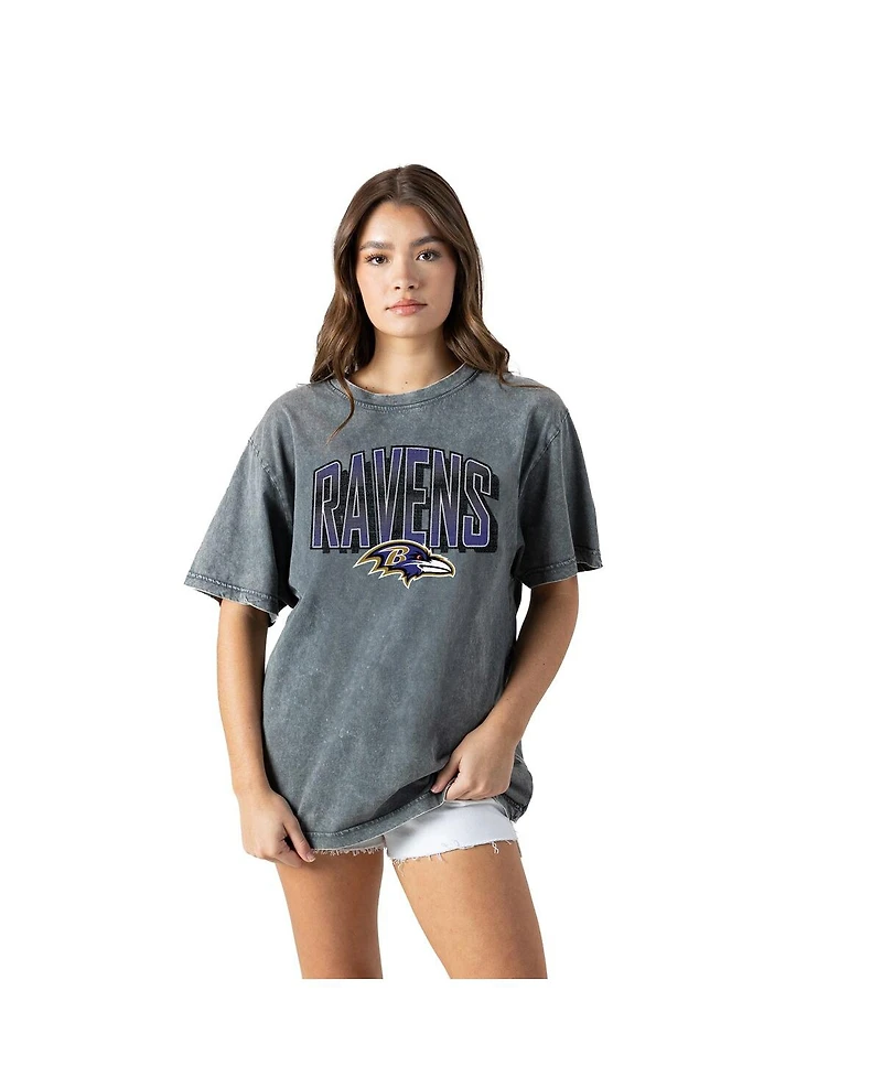 Gameday Couture Women's Gray Baltimore Ravens Peak Performance Oversized Snow Wash T-Shirt