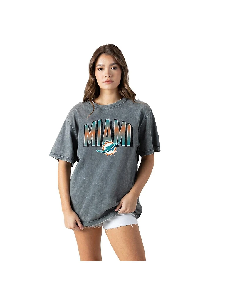 Gameday Couture Women's Gray Miami Dolphins Peak Performance Oversized Snow Wash T-Shirt