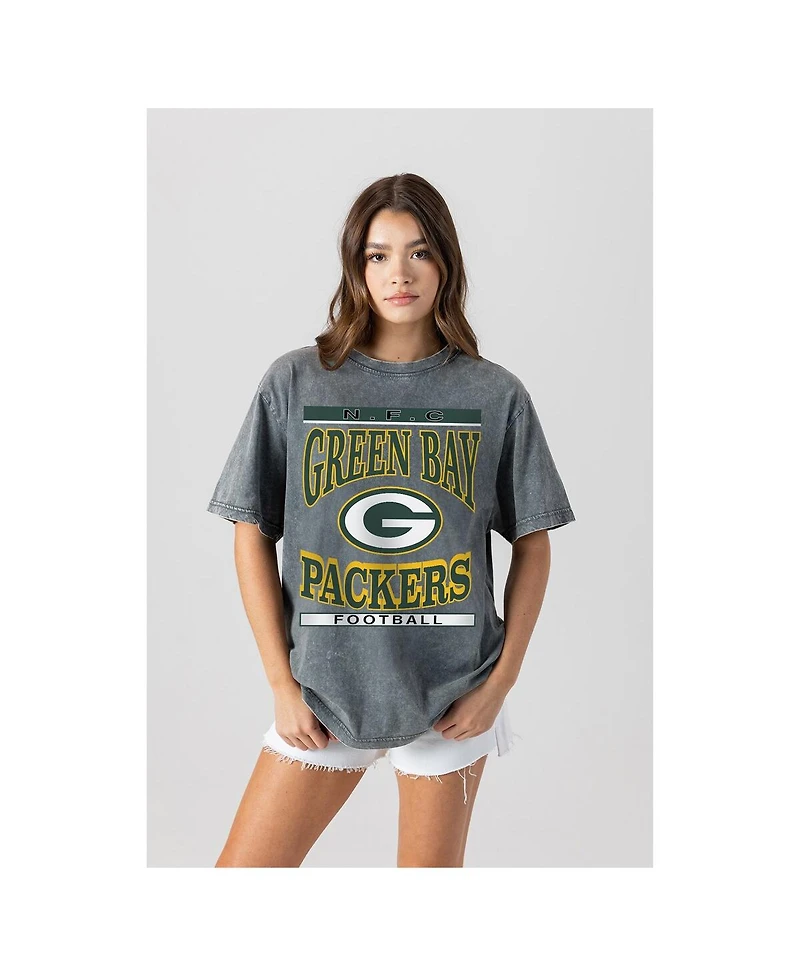 Gameday Couture Women's Gray Green Bay Packers Oversized Classic Grind Washed T-Shirt
