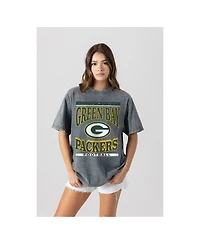 Gameday Couture Women's Gray Green Bay Packers Oversized Classic Grind Washed T-Shirt