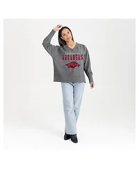 Gameday Couture Women's Gray Arkansas Razorbacks French Terry V-Neck Pullover Sweatshirt