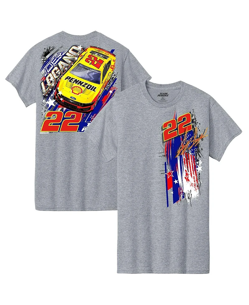 Team Penske Men's Heather Gray Joey Logano Shell-Pennzoil Car T-Shirt