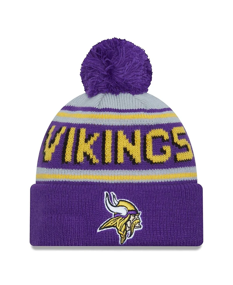 New Era Men's Purple Minnesota Vikings Main Cuffed Knit with Pom Hat