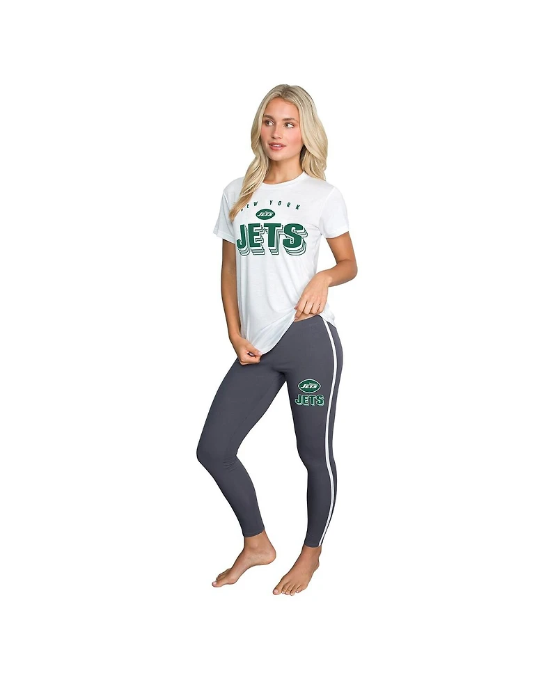 Concepts Sport Women's 2-Piece Charcoal/ New York Jets Sonata Short Sleeve Top and Leggings Set