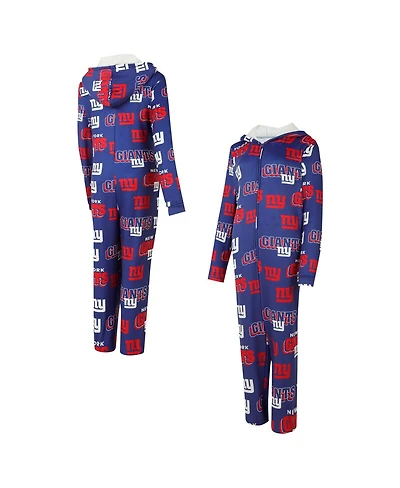 Concepts Sport Women's Royal New York Giants Roadway Allover Print Microfleece Full-Zip Union Suit