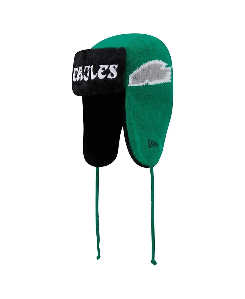 New Era Men's Kelly Green Philadelphia Eagles Helmet Head Trapper Knit Hat