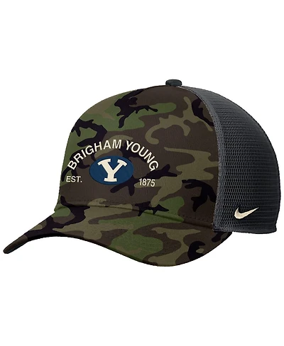 Nike Men's Camo Byu Cougars 2025 Military Appreciation Rise Adjustable Trucker Hat