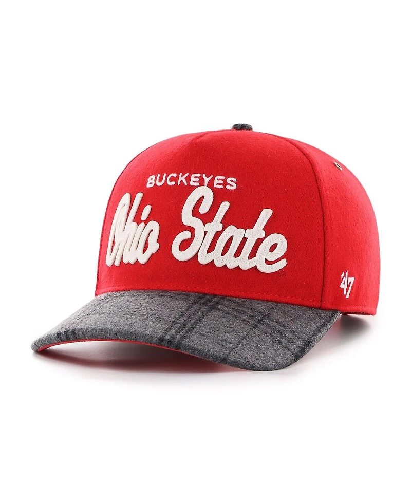 '47 Brand Men's and Women's Scarlet Ohio State Buckeyes Windowpane Plaid Collection Hitch Adjustable Hat