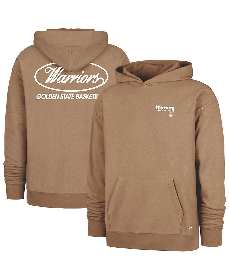 '47 Brand Men's Khaki Golden State Warriors Triple Double Foundation Premium Hoodie Sweatshirt