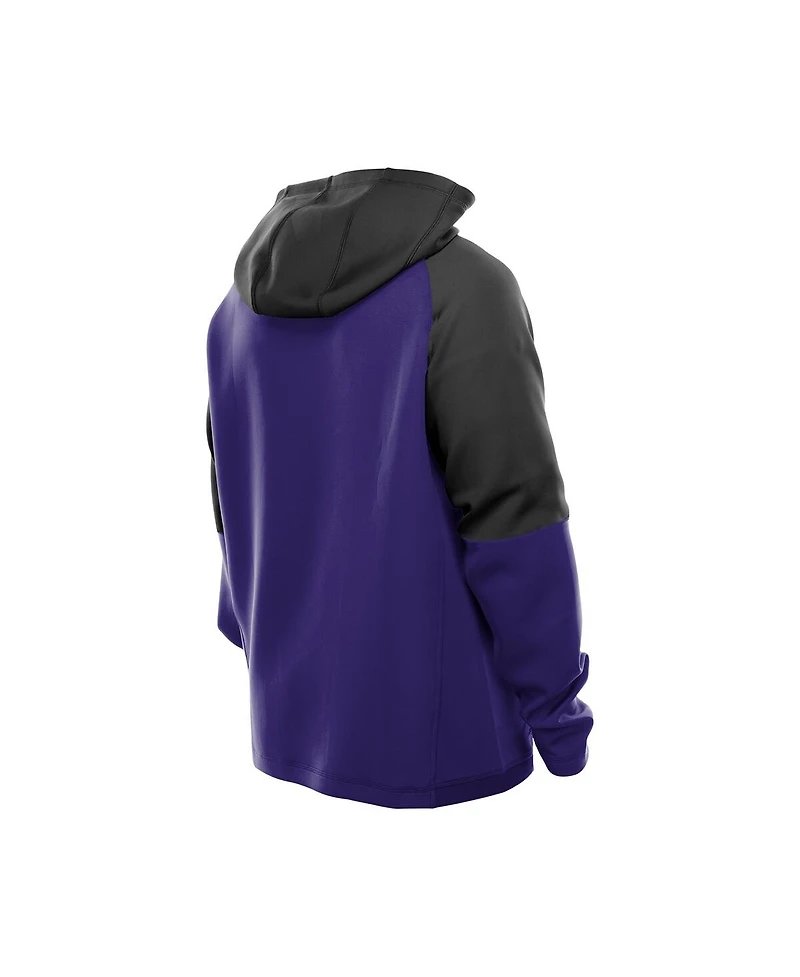 New Era Men's Purple Baltimore Ravens Combine Authentic Color Block Raglan Pullover Hoodie