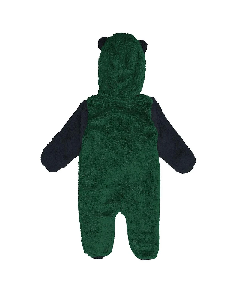 Outerstuff Newborn Green Minnesota Wild Stay Napping Fleece Bunting Full-Zip Hooded Sleeper