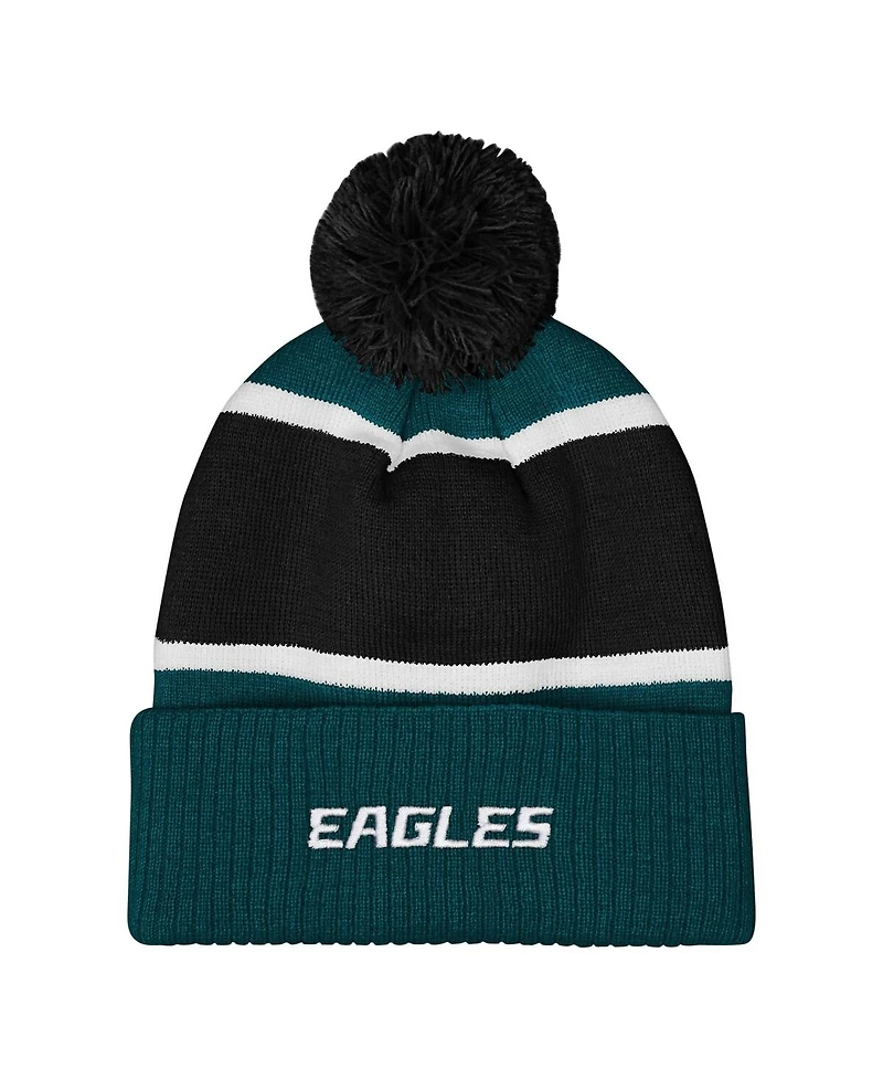 Outerstuff Girls Midnight Green Philadelphia Eagles Let's Play Cuffed Knit with Pom Hat