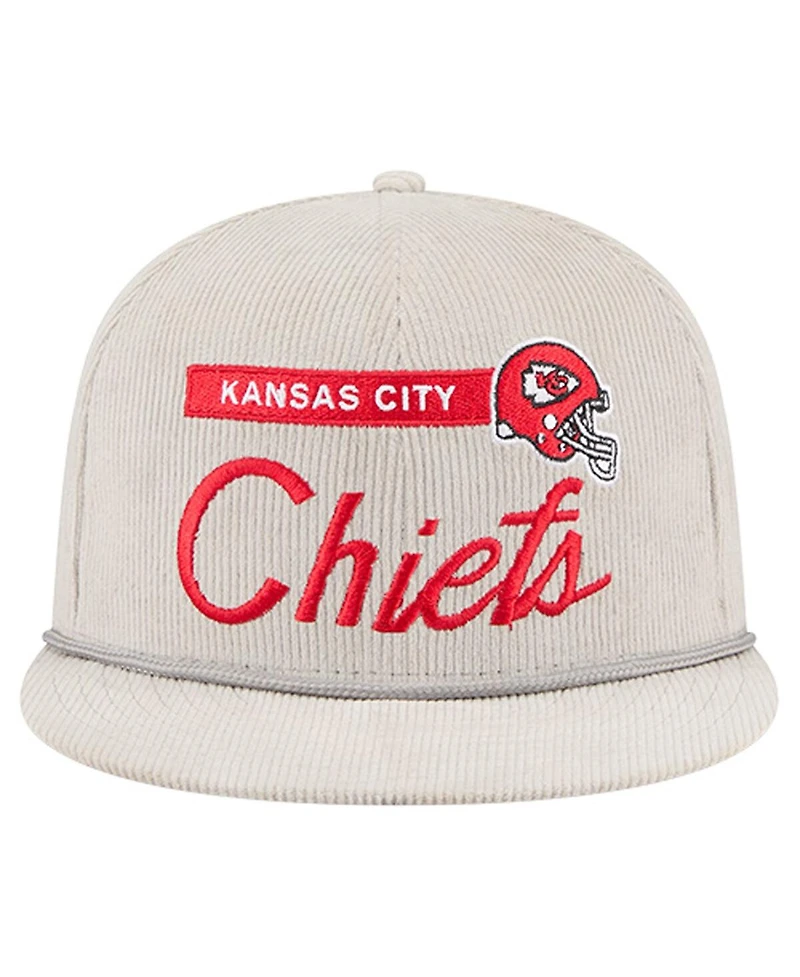 New Era Men's Gray Kansas City Chiefs Cord Rope Corduroy 9FIFTY Snapback Hat