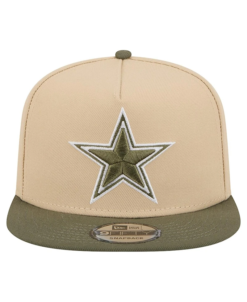 New Era Men's Light Beige/Olive Dallas Cowboys Two-Tone Color Pack A-Frame 9FIFTY Snapback Hat