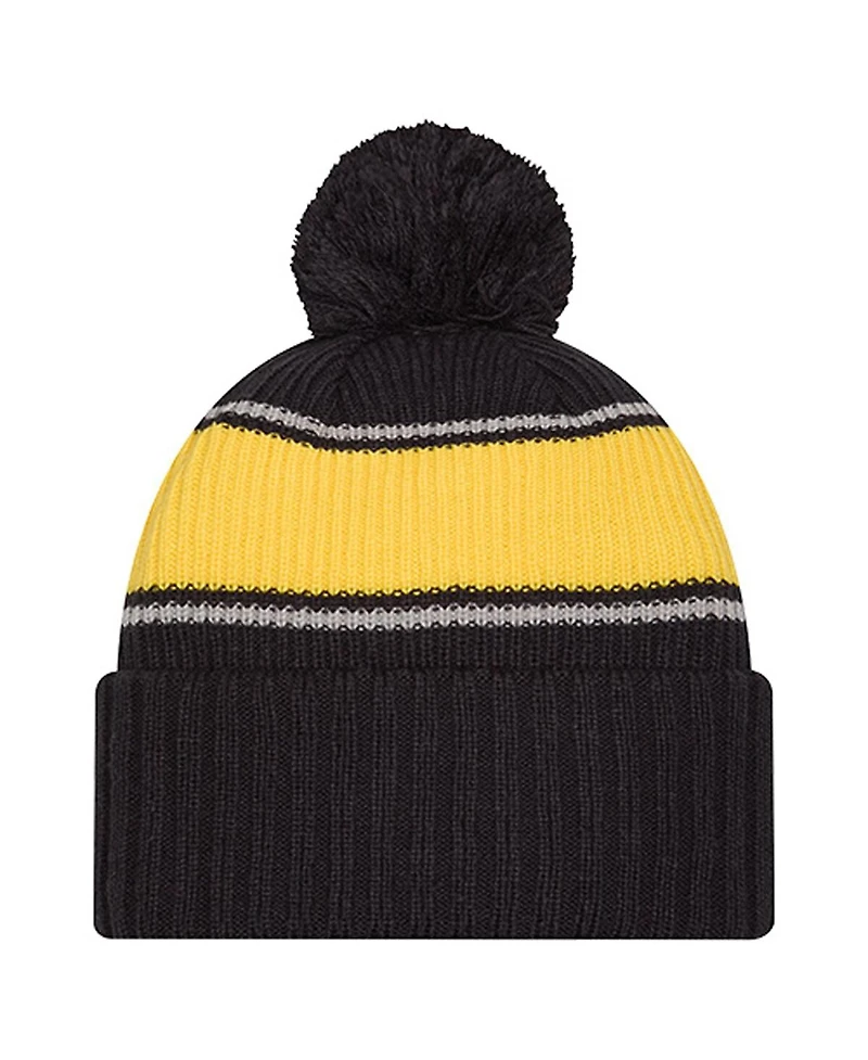 New Era Men's Black Michigan Wolverines Bold Cuffed Knit with Pom Hat