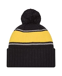New Era Men's Black Michigan Wolverines Bold Cuffed Knit with Pom Hat