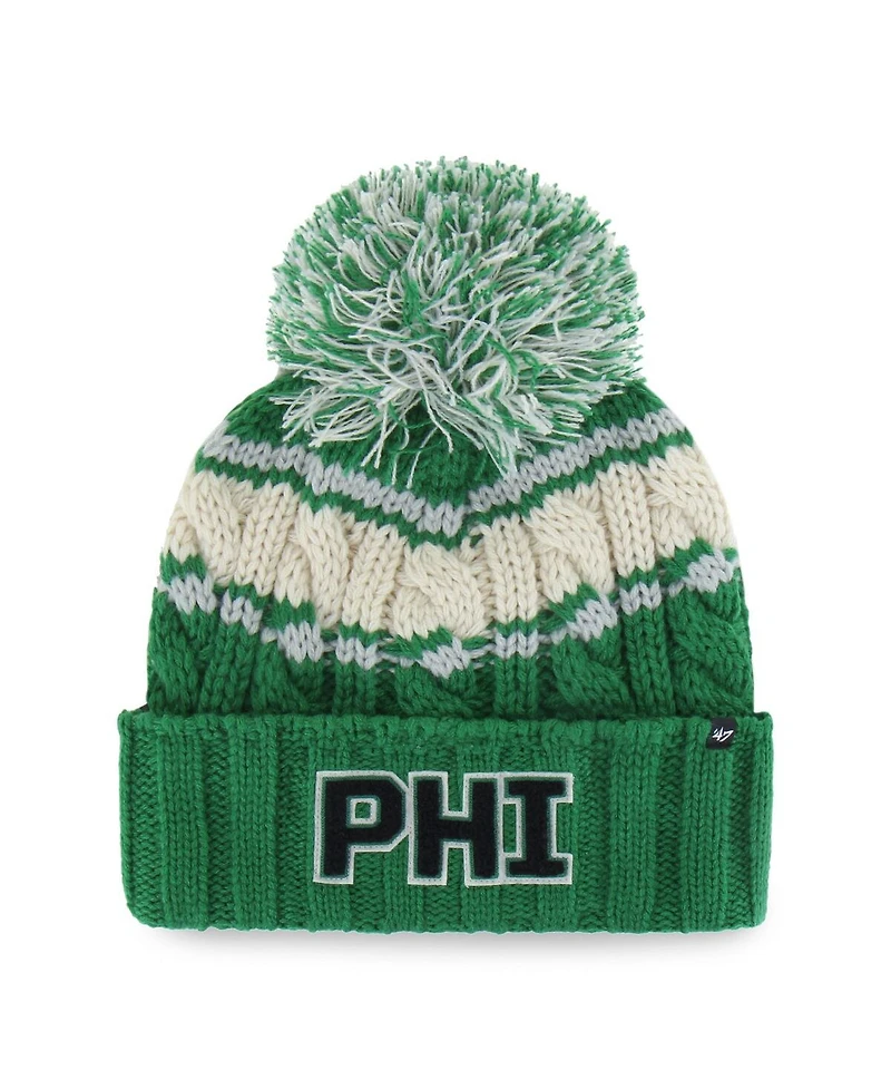 '47 Brand Women's Kelly Green Philadelphia Eagles Emma Cuffed Knit with Pom Hat