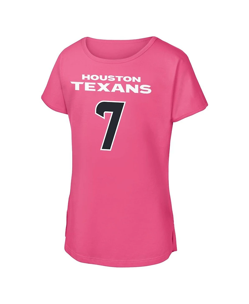 Outerstuff Big Girls C.j. Stroud Pink Houston Texans Player Name Number T-Shirt