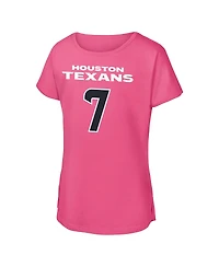 Outerstuff Big Girls C.j. Stroud Pink Houston Texans Player Name Number T-Shirt