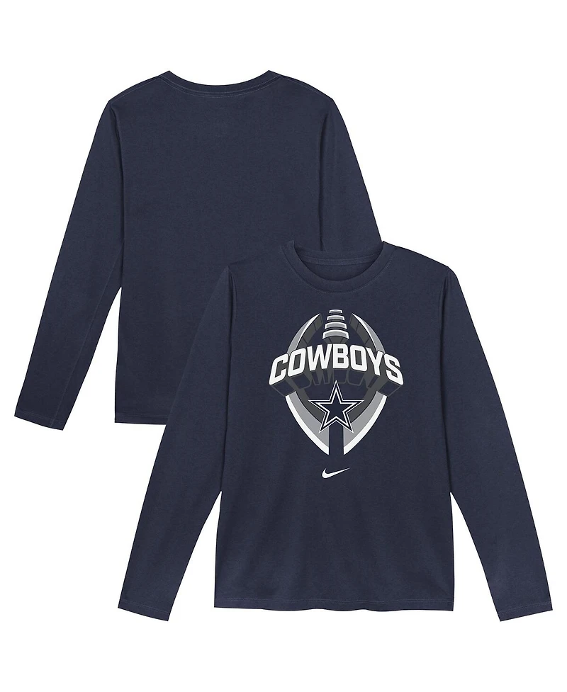 Nike Preschool Navy Dallas Cowboys Primetime Legend Icon Long Sleeve Performance T-Shirt
