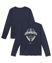 Nike Preschool Navy Dallas Cowboys Primetime Legend Icon Long Sleeve Performance T-Shirt