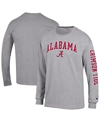 Champion Men's Heather Gray Alabama Crimson Tide Arch Over Logo 2-Hit Long Sleeve T-Shirt