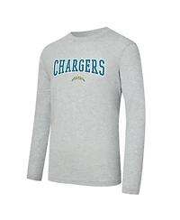Concepts Sport Men's 2-Piece Powder Blue/Gray Los Angeles Chargers Regulate Long Sleeve T-Shirt and Plaid Pant Set