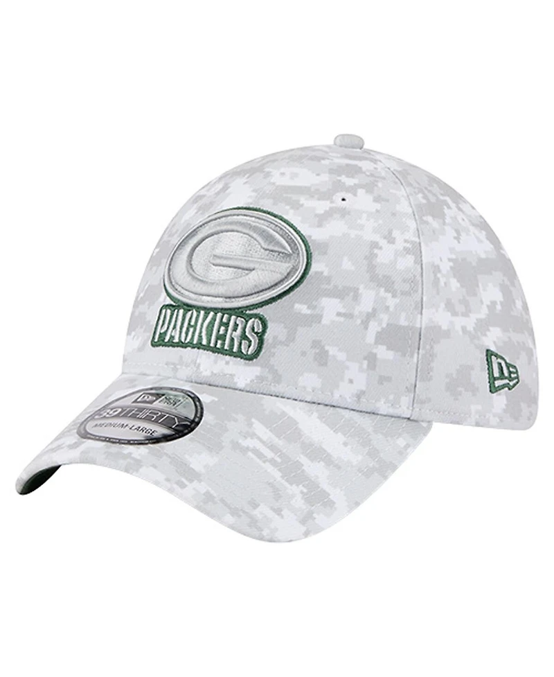 New Era Men's White Green Bay Packers 2025 Salute to Service Digital Camo Fan Pack 39THIRTY Flex Hat