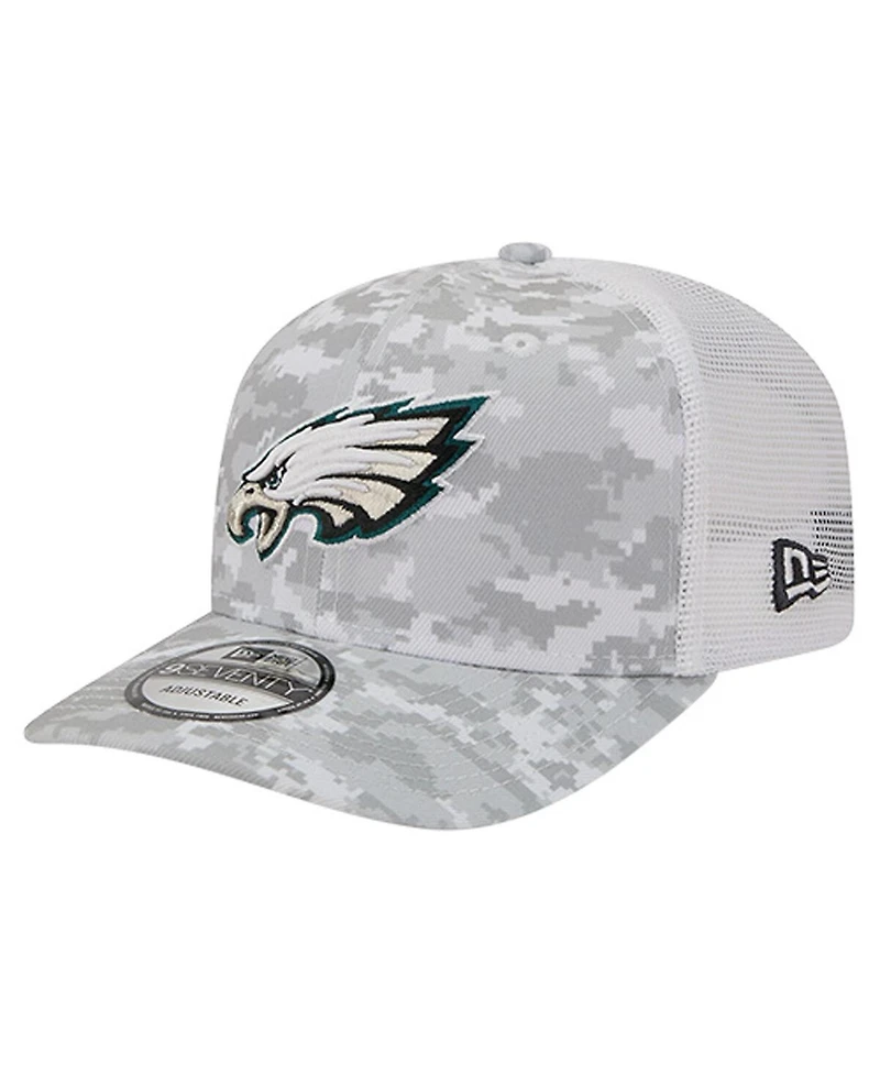 New Era Men's Gray Philadelphia Eagles Salute to Service Fan Pack 9SEVENTY Trucker Adjustable Hat