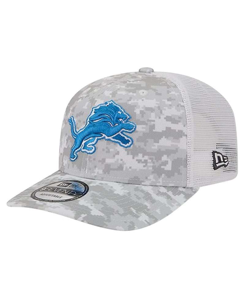 New Era Men's Gray Detroit Lions Salute to Service Fan Pack 9SEVENTY Trucker Adjustable Hat