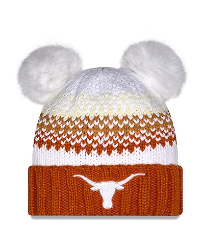 New Era Women's Texas Orange Texas Longhorns Double Pom Print Cuffed Knit Hat