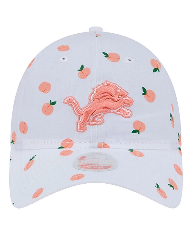 New Era Women's White Detroit Lions Fruit Pattern 9TWENTY Adjustable Hat