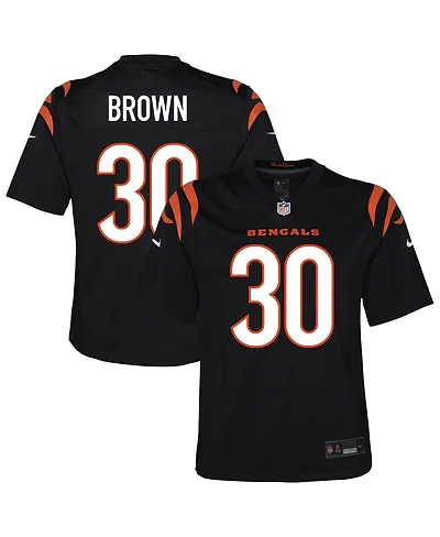 Nike Big Boys and Girls Chase Brown Black Cincinnati Bengals Team Game Jersey