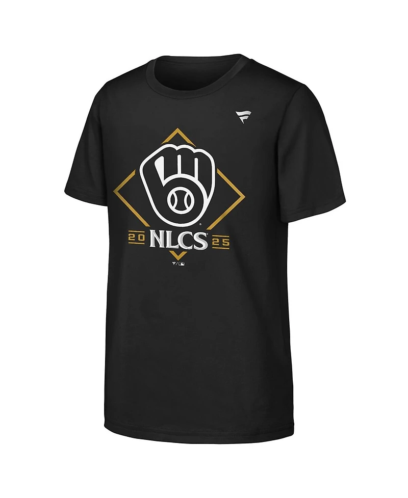 Fanatics Big Boys and Girls Black Milwaukee Brewers 2025 National League Division Series Champions Locker Room T-Shirt