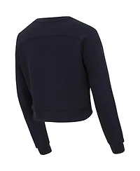 Concepts Sport Women's Black Uswnt Tri-Blend Darby Knit Long Sleeve Crop Top