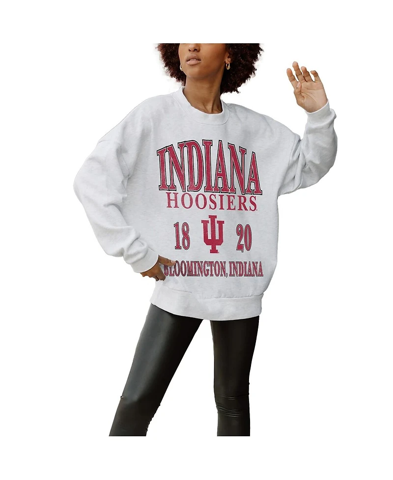 Gameday Couture Women's Gray Indiana Hoosiers Established Premium Fleece Drop Pullover Sweatshirt