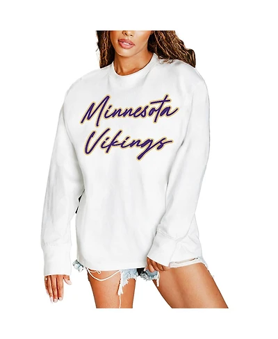 Gameday Couture Women's White Minnesota Vikings Classic Comeback Oversized Long Sleeve T-Shirt