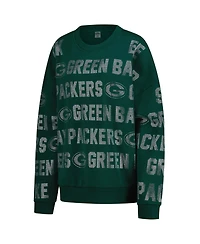 Gameday Couture Women's Green Bay Packers Oversized Hype Era Rhinestone Text Sweatshirt